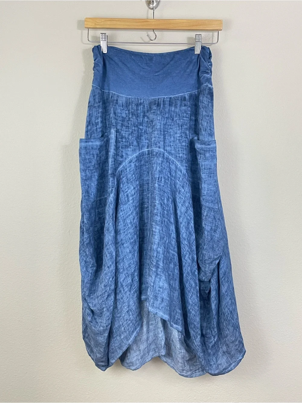 Inizio MAGIC 2 Pocket Linen Skirt Size L Coastal Lagenlook Boho - Picture 2 of 9